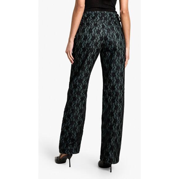 Bohoo Black lace overlay high rise straight leg pants dark coquette romance - Picture 2 of 9